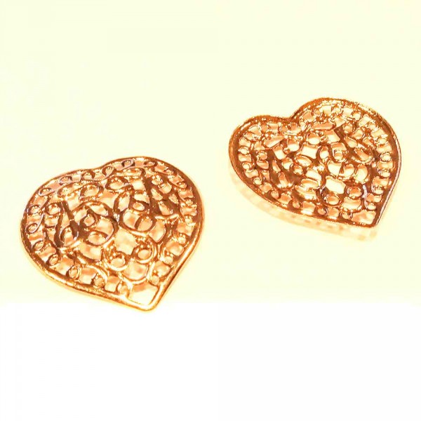 1x rosegoldfarben Herz Anhänger 21x22mm - Schmuckzubehör - Leisure-Beads DIY