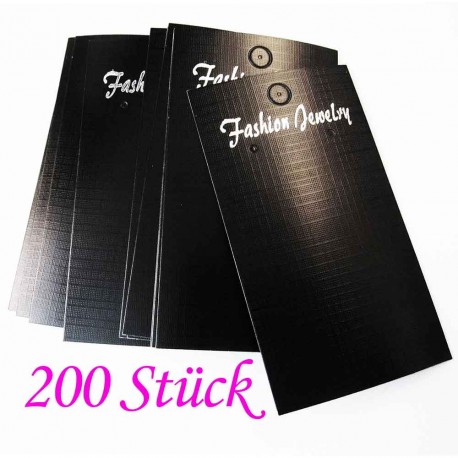 Leisure-Beads - 200 schwarze Schmuckkarten 90x50mm aus Papier - Schmuckzubehör