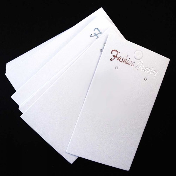 30 weisse Schmuckkarten 90x50mm aus Papier - Schmuckzubehör - Leisure-Beads DIY