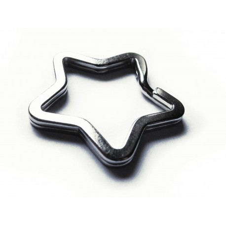 Leisure-Beads - Schlüsselring Stern 34mm silberfarben stabil und massiv - Schlüsselanhänger selber machen