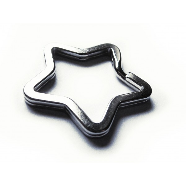 Schlüsselring Stern 34mm silberfarben stabil und massiv - Schlüsselanhänger selber machen - Leisure-Beads DIY