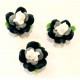 2x schwarz-weiße Rosen Perlen 20x11mm aus Polymer Clay - Polymer Clay Schmuckzubehör