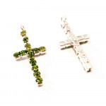 1x grüner Kreuz Strass Anhänger 24x11mm - Schmuckzubehör