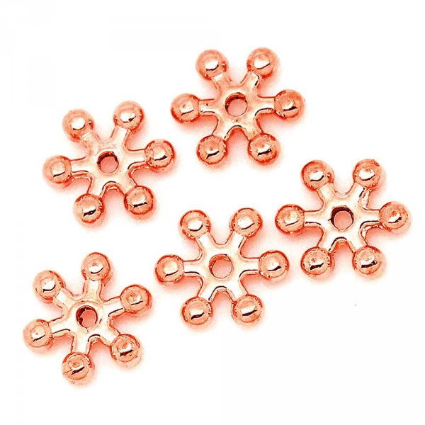 5x rosegoldfarben Metallperle Rund flach 8x2mm rosegoldfarben Spacer - Schmuckzubehör Metallperle