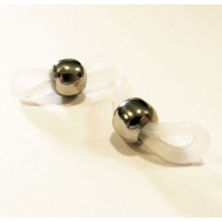 Leisure-Beads - 2x weiß silberfarbene Kugel Brillenketten Verbinder - Schmuckzubehör
