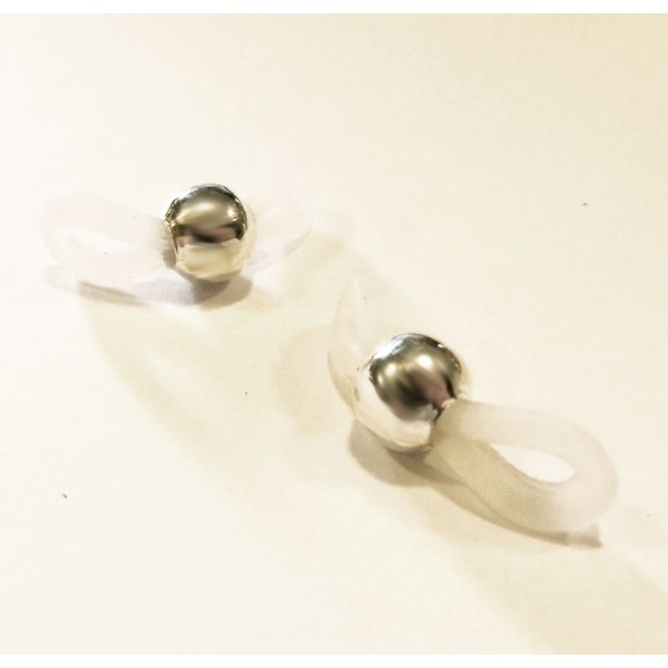 2x weiß hellsilberfarbene Kugel Brillenketten Verbinder - Schmuckzubehör - Leisure-Beads DIY