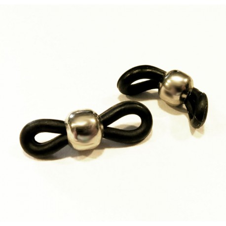 Leisure-Beads - 2x schwarz silberfarbene Kugel Brillenketten Verbinder - Schmuckzubehör