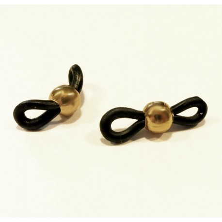 Leisure-Beads - 2x schwarz goldfarbene Kugel Brillenketten Verbinder - Schmuckzubehör