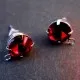 2 Stück / 1 Paar rote Strass Ohrstecker mit Öse Strassstein Durchmesser ca. 8mm - Schmuckzubehör zum Ohrringe selbermachen - Leisure-Beads DIY