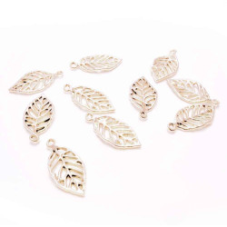 Leisure-Beads - 1x KC-goldfarben Anhänger Blatt 27x13x2mm Schmuckanhänger - Schmuckzubehör