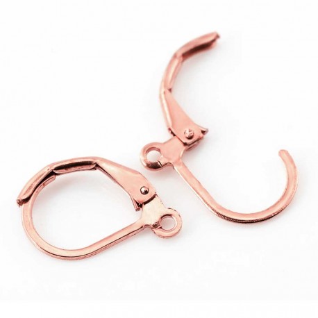 Leisure-Beads - 1 Paar rosegoldfarbene Messing Brisuren 15x10mm Ohrfedern - Schmuckzubehör Ohrringe