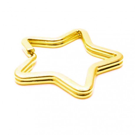 Leisure-Beads - Goldfarben Stern Schlüsselring 33mm - Schlüsselanhänger basteln
