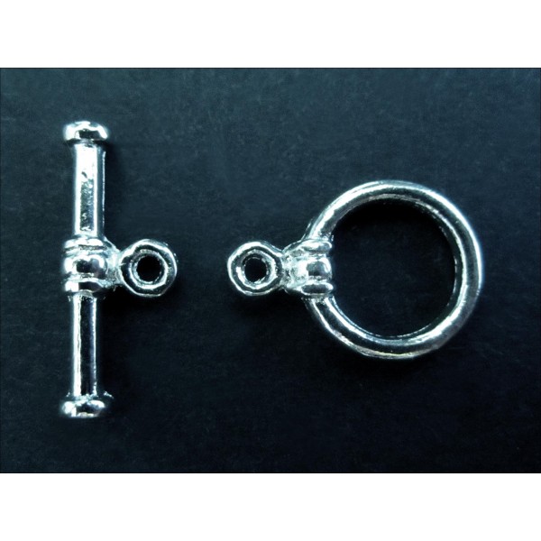 2x Knebelverschluss Ringteil 11mm silberfarben - Schmuckzubehör Schmuckverschluss - Leisure-Beads DIY