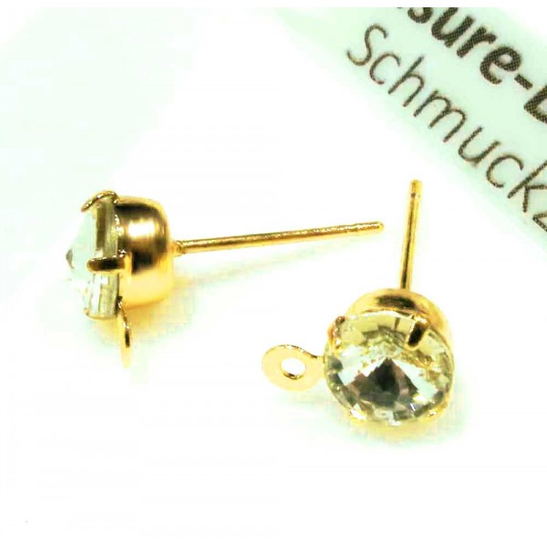 1 Paar Strass goldfarben Ohrstecker mit Öse 17x9,5x6mm - Schmuckzubehör Ohrringe basteln - Leisure-Beads DIY