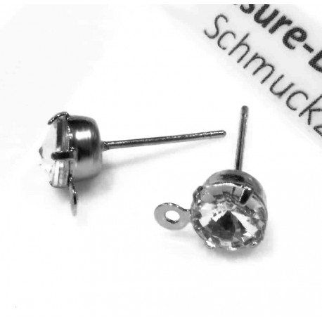 Leisure-Beads - 2x Strass Ohrstecker 17x9,5x6mm gunmetal mit Öse - Schmuckzubehör Ohrringe basteln