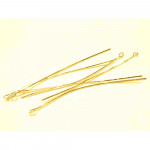 10 Kettelstifte 80mm goldfarben Schmuckdraht mit Öse - Schmuckzubehör