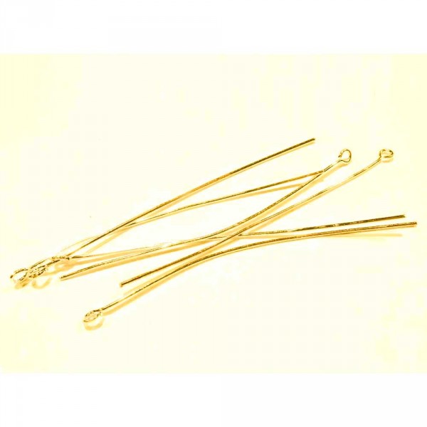 10 Kettelstifte 80mm goldfarben Schmuckdraht mit Öse - Schmuckzubehör - Leisure-Beads DIY