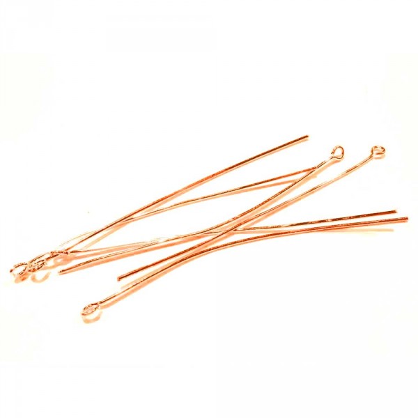 10 rosegoldfarbene Kettelstifte 80mm - Schmuckzubehör - Leisure-Beads DIY