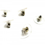 10x Ohrstopper 11x6mm für Ohrstecker silberfarben transparent - Schmuckzubehör Ohrringe