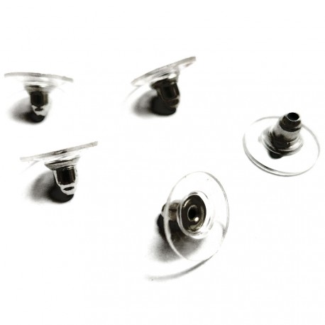 Leisure-Beads - 10x gunmetal Ohrstopper 11x6mm für Ohrstecker und transparent - Schmuckzubehör Ohrringe