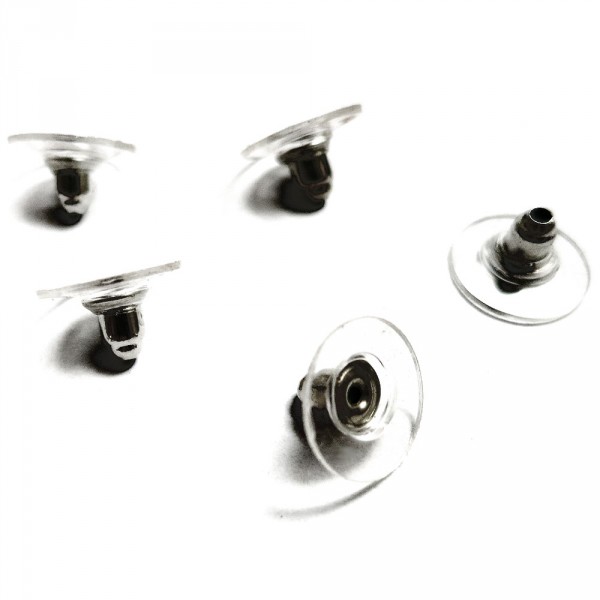 10x gunmetal Ohrstopper 11x6mm für Ohrstecker und transparent - Schmuckzubehör Ohrringe - Leisure-Beads DIY