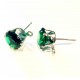 2 Stück grüne Strass Ohrstecker mit Öse Strassstein 8mm - Schmuckzubehör Ohrringe