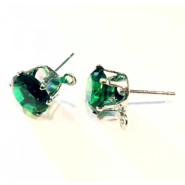 2x grüne Strass Ohrstecker mit Öse Strassstein 8mm - Schmuckzubehör Ohrringe - Leisure-Beads DIY
