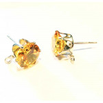 2x gelbe Strass Ohrstecker mit Öse Strassstein 8mm - Schmuckzubehör Ohrringe