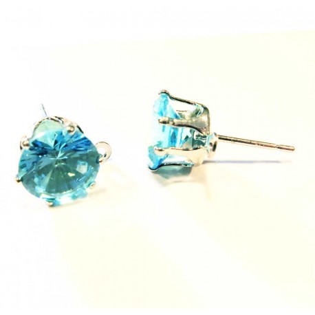 Leisure-Beads - 2x türkis Strass Ohrstecker mit Öse 12x12x8mm - Schmuckzubehör Ohrringe basteln