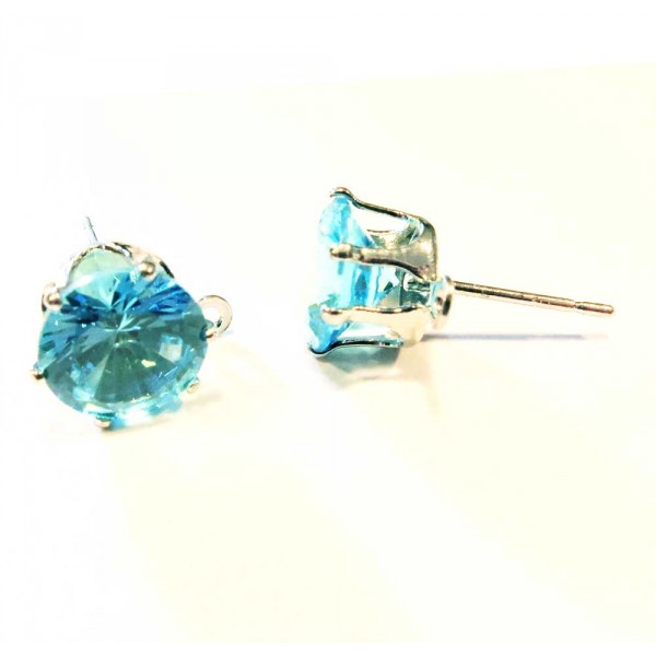 2x türkis Strass Ohrstecker mit Öse 12x12x8mm - Schmuckzubehör Ohrringe basteln - Leisure-Beads DIY