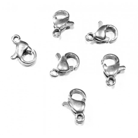 Leisure-Beads - 10x Edelstahl Karabinerhaken 10mm glatter silberfarben Verschluss - Schmuckzubehör