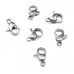 10x Edelstahl Karabinerhaken 10mm glatter silberfarben Verschluss - Schmuckzubehör