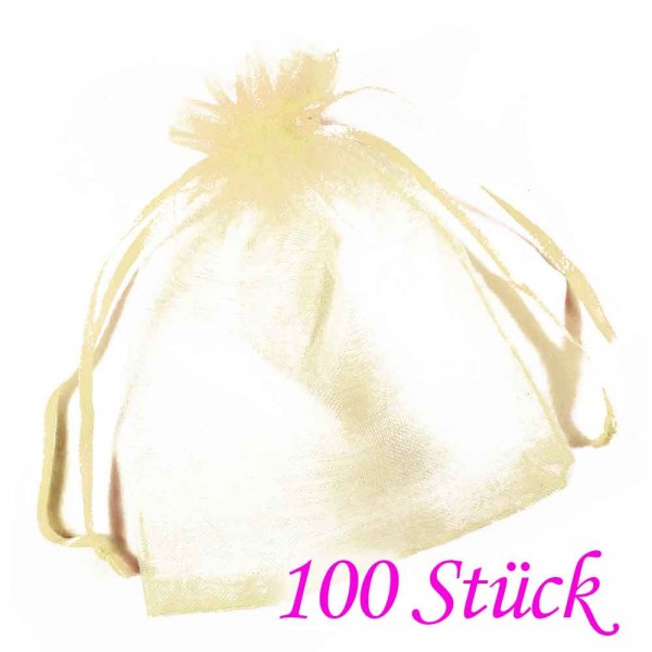 100x champagner Organzasäckchen 15x10cm - Schmuckzubehör Schmuckverpackung - Leisure-Beads DIY