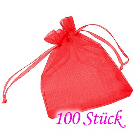 Leisure-Beads - 100x rotes Organzasäckchen 10x15cm Organzabeutel - Schmuckzubehör Schmuckverpackung
