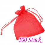 100x rotes Organzasäckchen 10x15cm Organzabeutel - Schmuckzubehör Schmuckverpackung