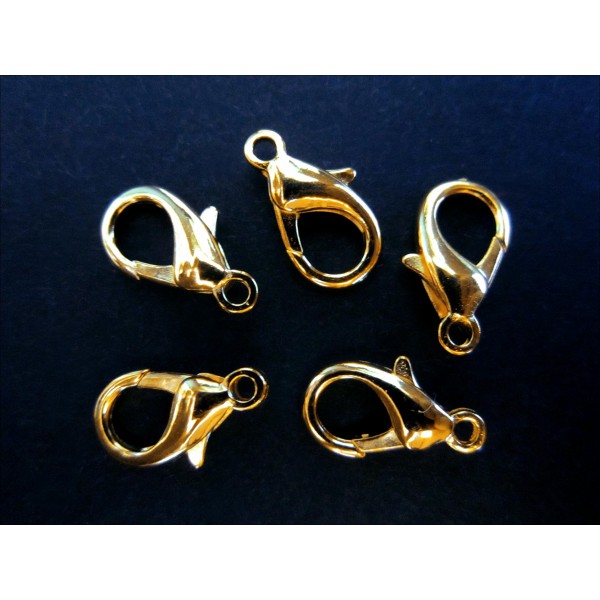5x goldfarben Karabinerhaken 14mm Schmuckverschluss - Schmuckzubehör
