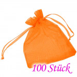 100x orange Organzasäckchen 10x15cm - Schmuckzubehör Schmuckverpackung
