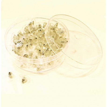 Leisure-Beads - 100x silberfarbene Ohrstopper 11x6mm in Box für Ohrstecker - Schmuckzubehör Ohrringe