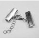 1x 20mm Edelstahl Bandklemme Verschluss mit Karabiner und Kette silberfarben - Schmuckzubehör