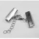1x 20mm Edelstahl Bandklemme Verschluss mit Karabiner und Kette silberfarben - Schmuckzubehör - Leisure-Beads DIY