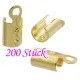 200x goldfarben Endkappe 8x3mm goldfarben Quetschröhrchen Lederbandklemme godfarben - Schmuckzubehör - Leisure-Beads DIY