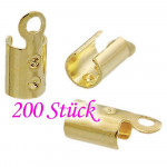 200x goldfarben Endkappe 8x3mm Quetschröhrchen - Schmuckzubehör