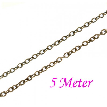 Leisure-Beads - 5m bronzefarbene Gliederkette 2x1,5x0,3mm - Schmuckzubehör