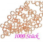 1000x rosegoldfarben Biegering 3mm x 0,7mm rund Binderinge - Schmuckzubehör