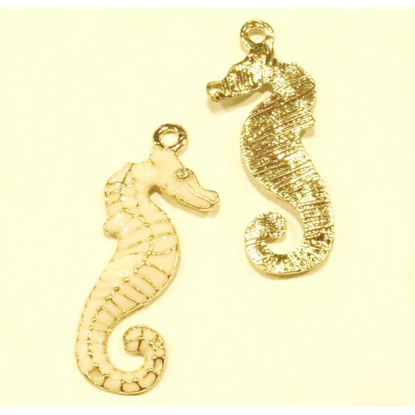 1x Seepferdchen 31x13mm emaillierte Schmuckanhänger - Schmuckzubehör - Leisure-Beads DIY