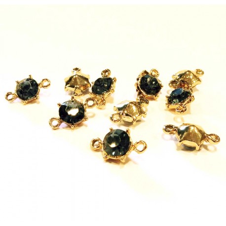 Leisure-Beads - 10x hellgoldfarben blaugraue Strass Schmuckverbinder 15x9mm - Schmuckzubehör