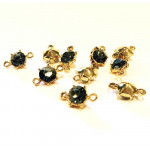 10x hellgoldfarben blaugraue Strass Schmuckverbinder 15x9mm - Schmuckzubehör