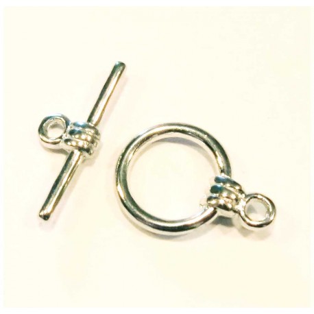 Leisure-Beads - 1x Knebelverschluss Ring 11mm Toggle silberfarben - Schmuckzubehör Schmuckverschluss
