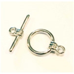 1x Knebelverschluss Ring 11mm Toggle silberfarben - Schmuckzubehör Schmuckverschluss