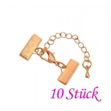 Leisure-Beads - 10x 15mm Bandklemmen Verschluss rosegoldfarben - Schmuckzubehör